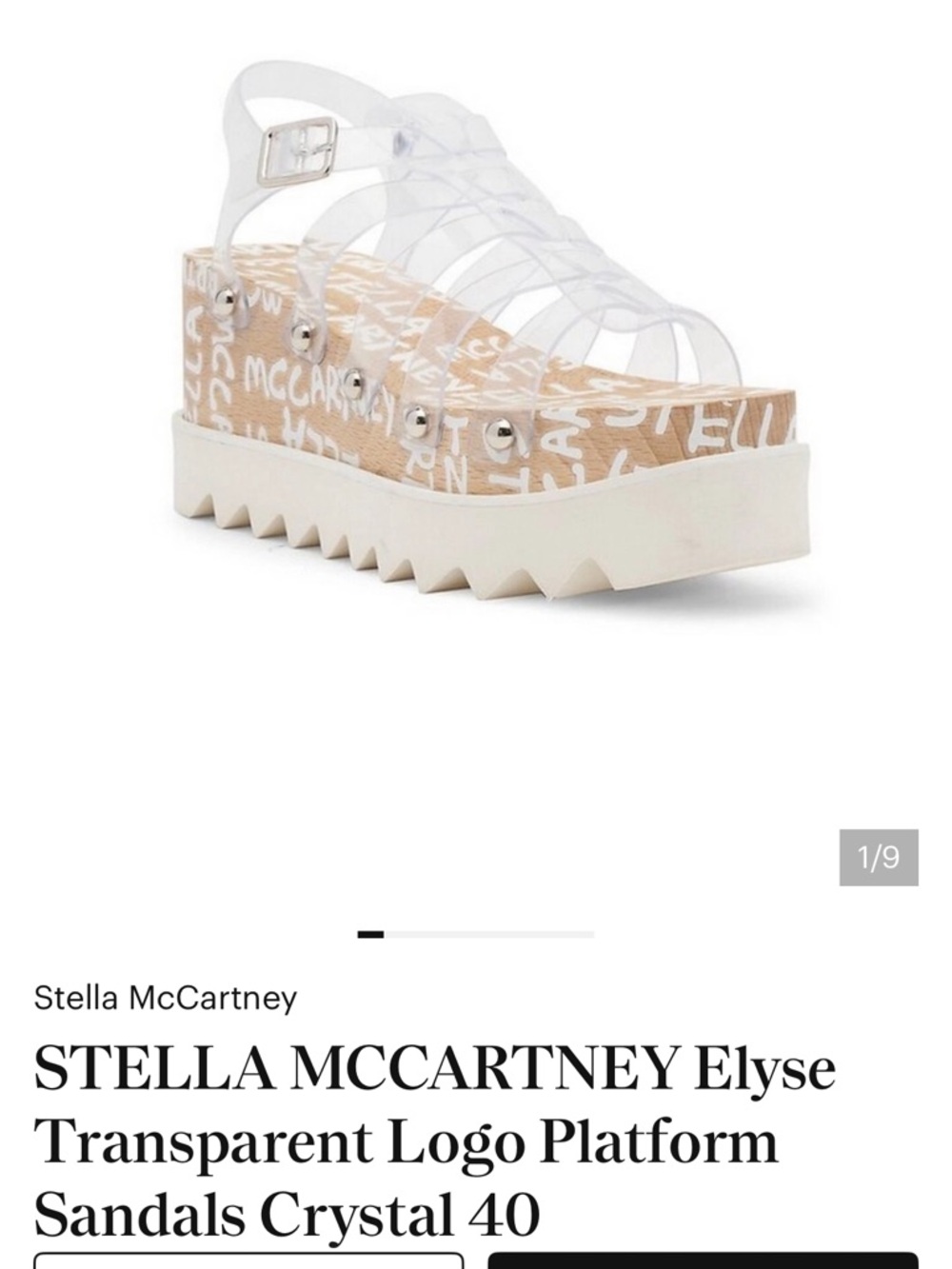 Stella McCartney Crystal Transparent Logo Platform Sandals in Clear and White